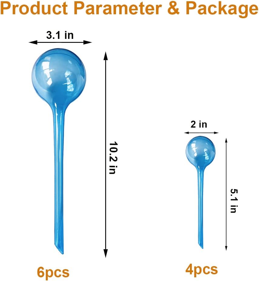 Automatic Plant Watering Globes | 10 Pack (6 Large + 4 Small) | PVC Material