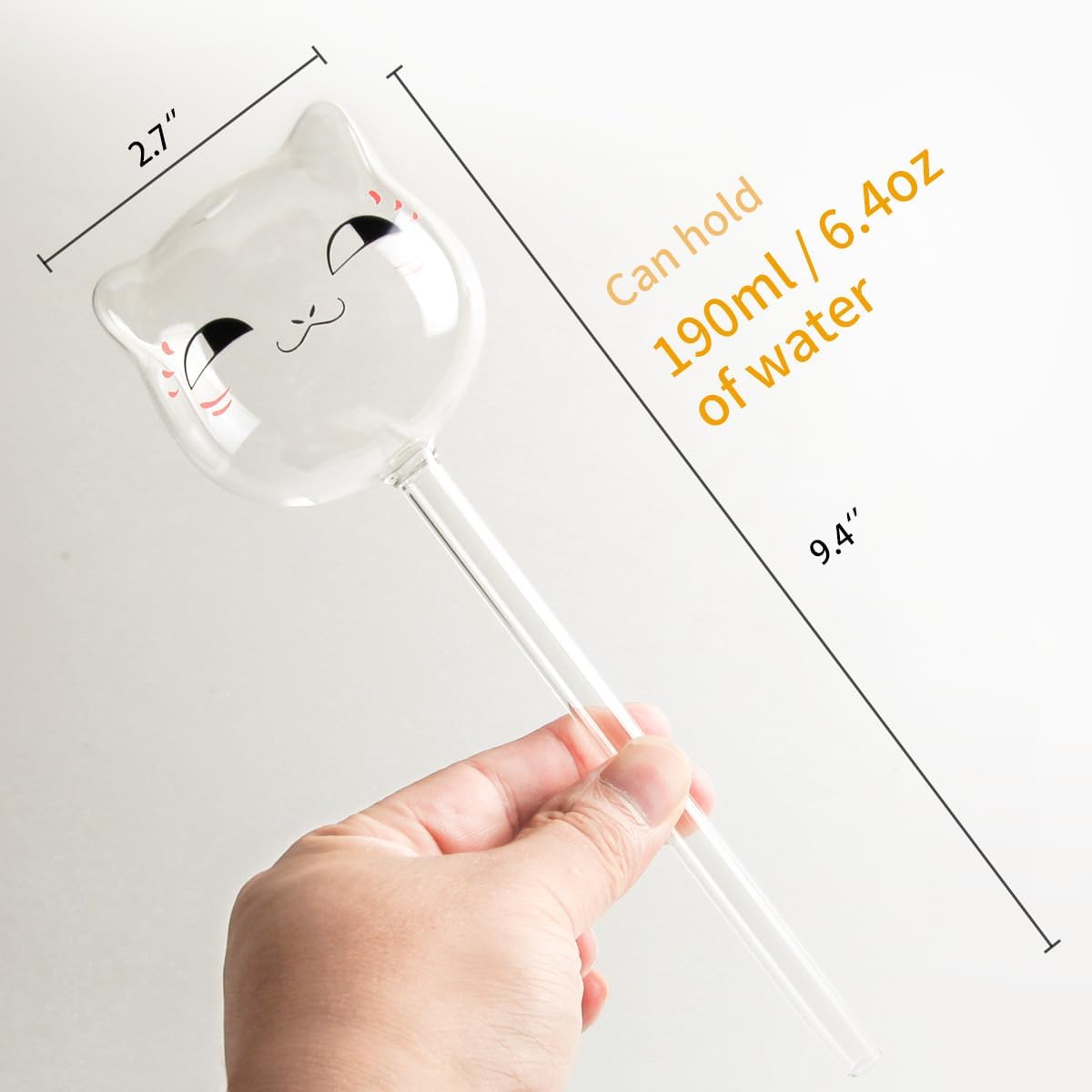 3 PCS Cute Cat Glass Self-Watering Stakes – Cartoon Style Automatic Plant Watering Globes for Indoor & Outdoor Pots