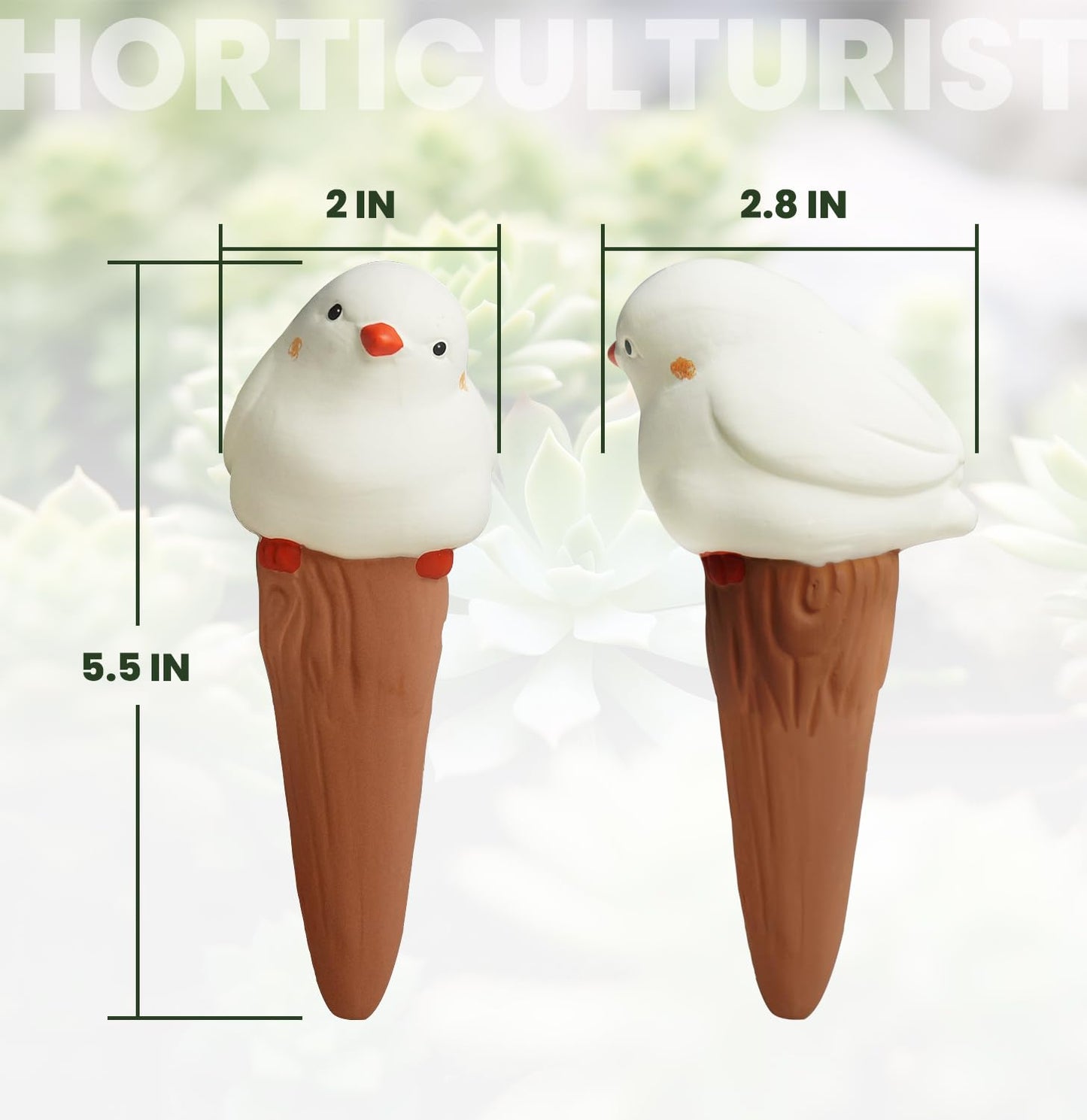 4 PCS Cute Bird Design Self-Watering Stakes – Ceramic Plant Watering Globes for Indoor & Outdoor Pots