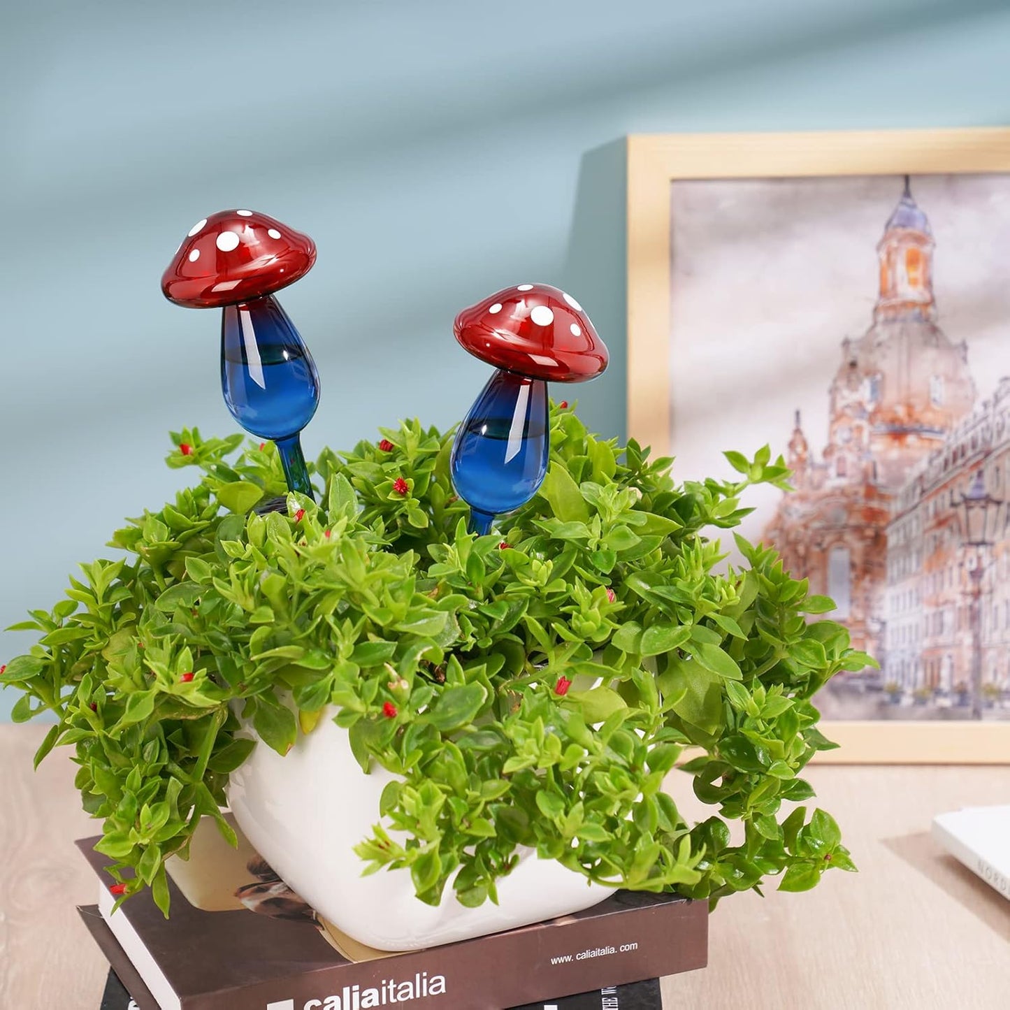 Creative Mushroom-Shaped Glass Plant Watering Globes | Automatic Self-Watering Spikes | 2 Pack