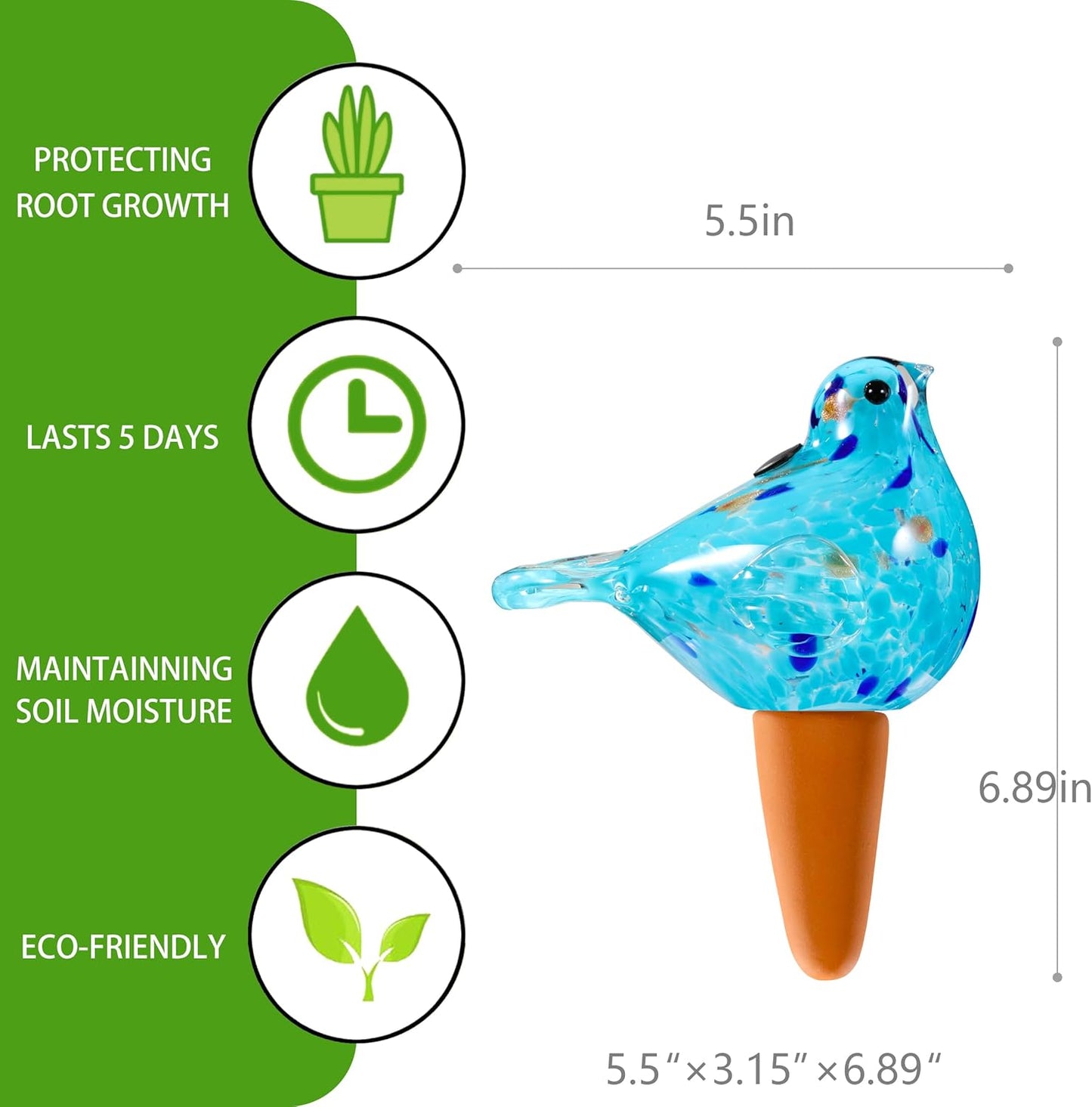 Bird-Shaped Glass Plant Watering Device | Decorative Self-Watering Tool