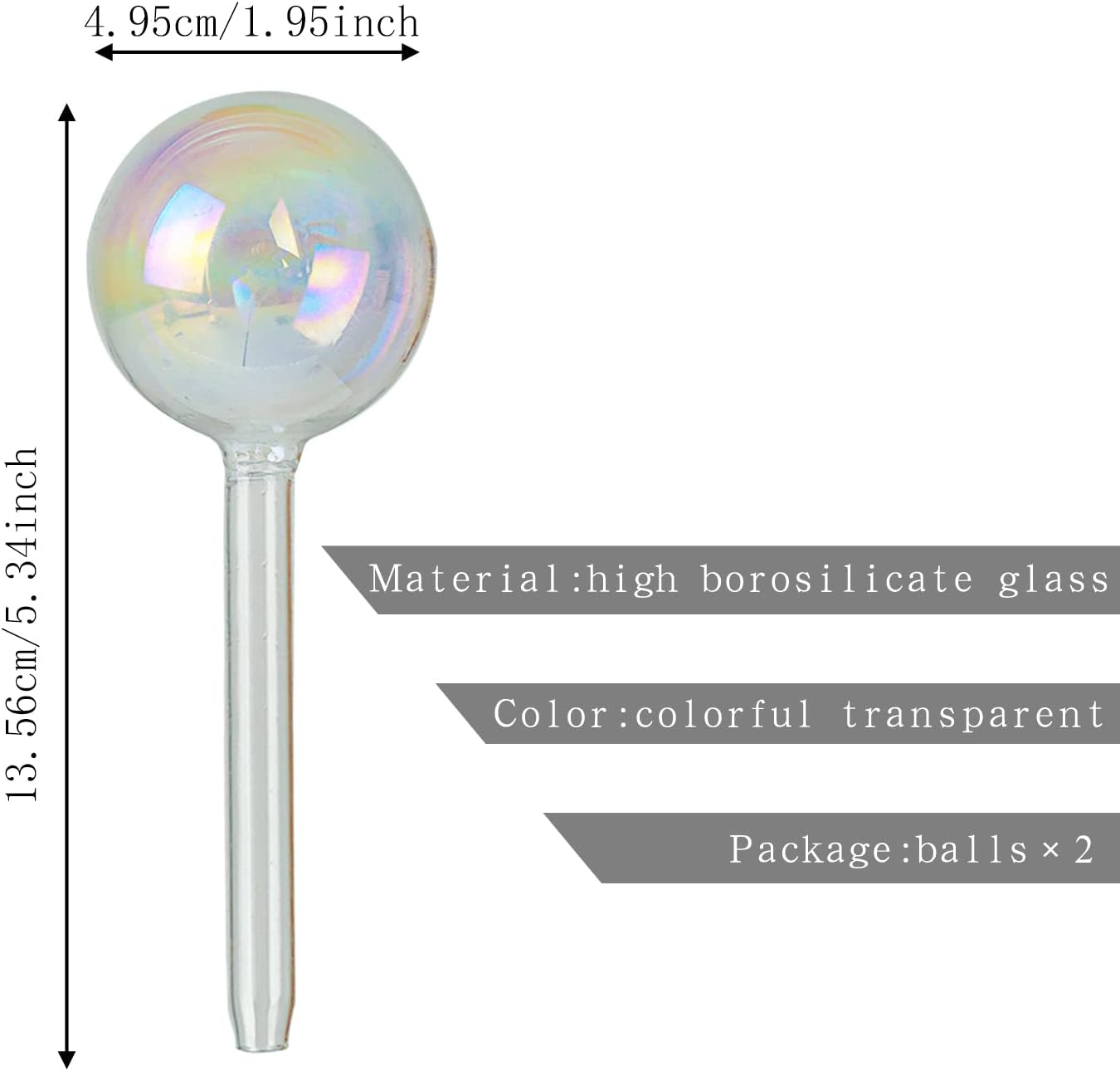 High Borosilicate Glass Plant Watering Globes | 3 Pack | Colorful Transparent Self-Watering Bulbs
