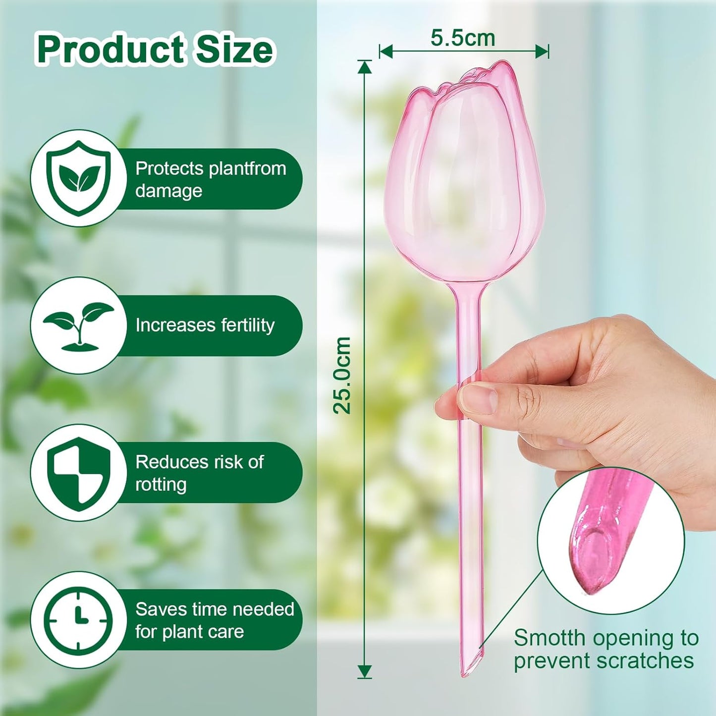 4-Pack Tulip-Shaped Self-Watering Globes (Random Colors) – Automatic Plant Watering Stakes for Indoor & Outdoor Use