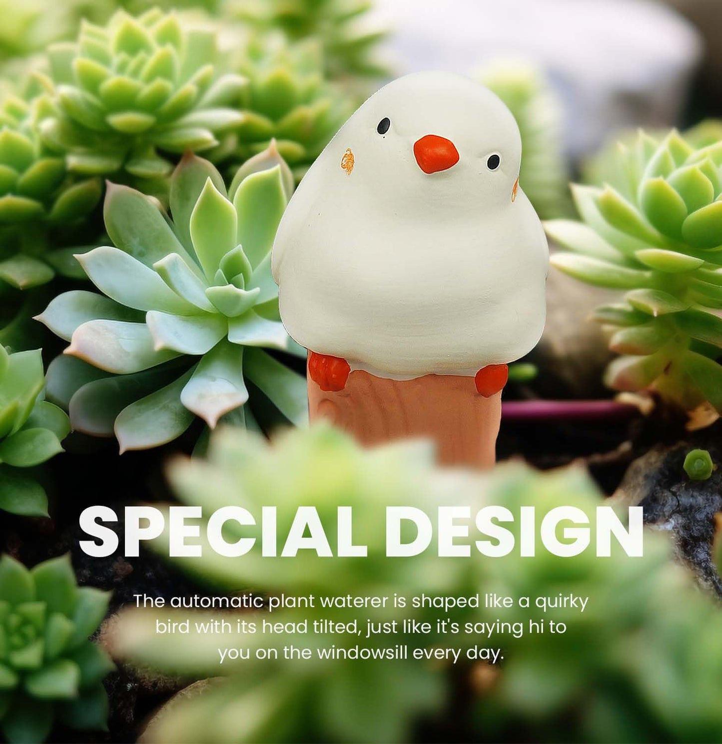 4 PCS Cute Bird Design Self-Watering Stakes – Ceramic Plant Watering Globes for Indoor & Outdoor Pots