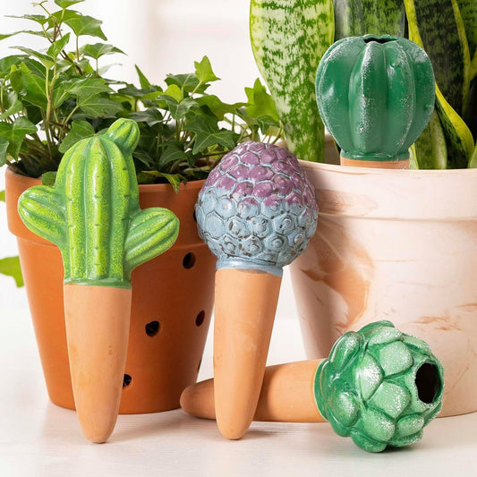Terracotta Self-Watering Spikes | Red Clay Material | 4 Pack | Decorative Plant Waterer
